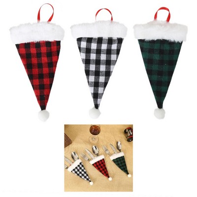 Grid Christmas Santa Hat Cutlery Cover