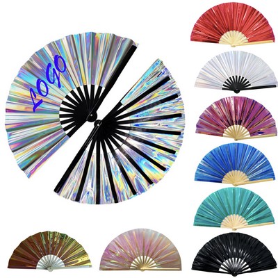 Large 13" Bamboo Ribs PVC Shiny Folding Clack Kung Fu Fan