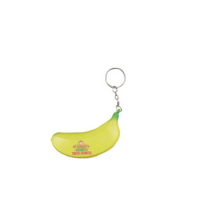 Foam Banana Shaped Stress Ball w/Keychain