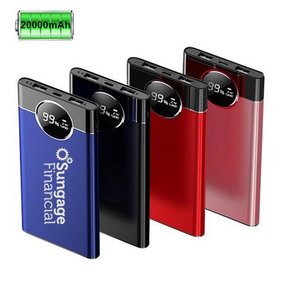 20000mAh power bank with display screen and dual LED lights