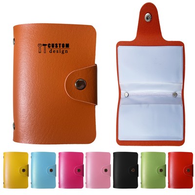 PU Leather Business Card Holder with 24 Plastic Card Slots