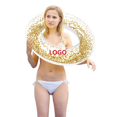 Inflatable Swim Ring Floaty w/Glitter