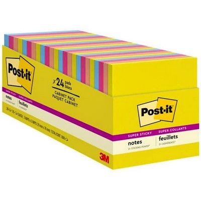 Super Sticky Notes - Summer Joy, 70 Sheets, 24 Pack (Case of 8)