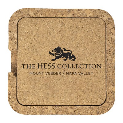 Square Cork Coaster Set with Holder (Set of 4)