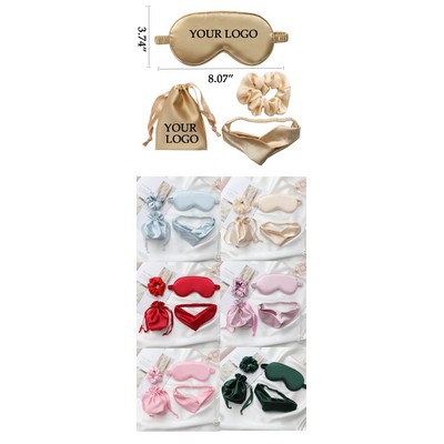 Silk Sleep Eye Mask Headband And Purse Set