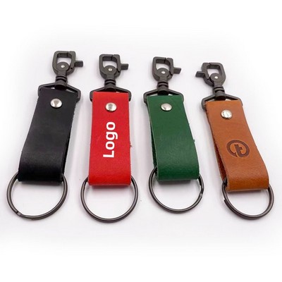 Retro Cowhide Leather Keyring Car Key Holder