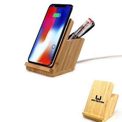 Bamboo Wireless Charging Desk Organizers