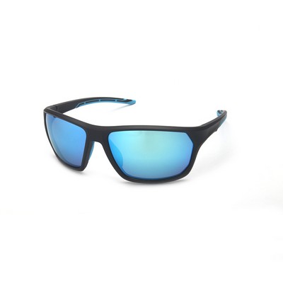 Sunglasses - Blue Mirror Lenses - Black Frames