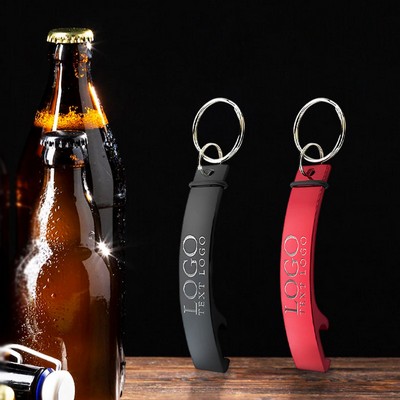 Curved Aluminum Bottle Opener Keychain