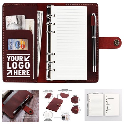 7.48 x 4.73 Inch 80 Pages Blank A6 Leather Spiral Notebook