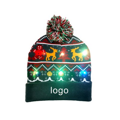 Custom Christmas LED Light Up Beanie Hat