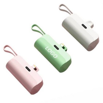 2 in 1 Pocket Keychain Emergency Powerbank Built in Cable