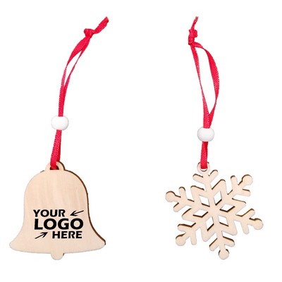 Hanging Wooden Snowflake and Bell for Decoration