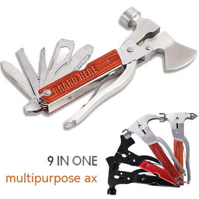 9-in-1 Stainless Steel Multi-Tool Hammer and Axe