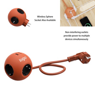 Sphere Type Extension Plug with USB A/C Ports