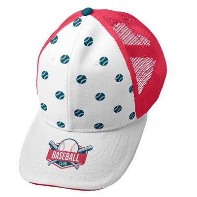 Premium Sublimation 6 Panel Mesh Back Trucker Cap - Polyester Twill