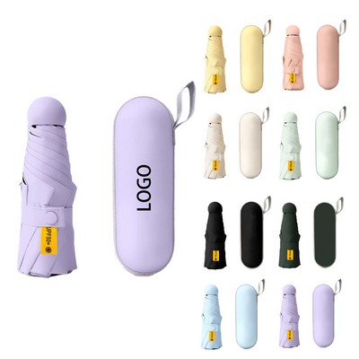 5 Fold 8 Bone Capsule Sunscreen Vinyl Umbrella