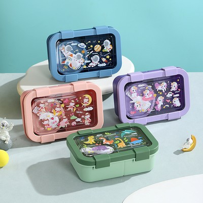 Plastic Cartoon Three Compartments Lunch Box