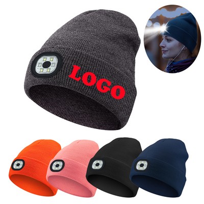 Led Beanie Hat With Light