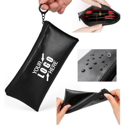 Black Soft Leather Pen Case/Cosmetic Organizer