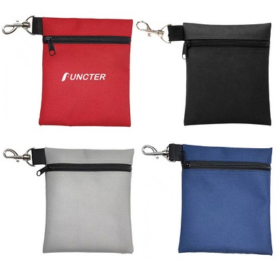 Golf Tee Pouch, Professional Zipper Golf Tee/Ball Pouch Bag with Metal Lobster Claw Clip