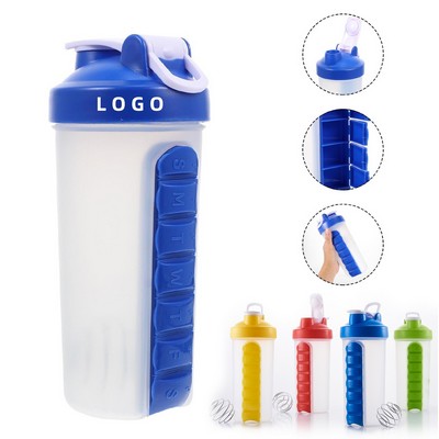 Shake Protein Bottle With 7 Days Weekly Pill Case