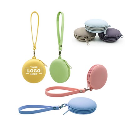 Round Silicone Coin Purse Earphone Storage Bag