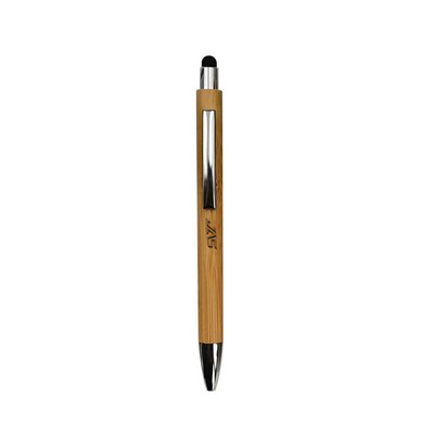 Eco-Friendly Bamboo Stylus Pen with Quick-Dry Gel Ink