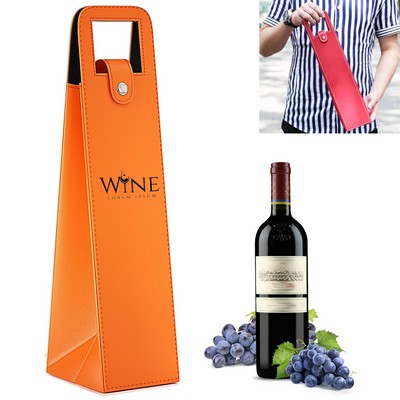 Leather Single Red Wine Tote Bag