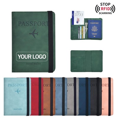 RFID Blocking Leather Travel Wallet Passport Holder