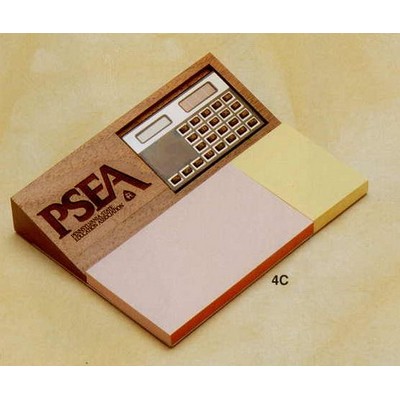 7"x5.7" Walnut Calculator W/ 2"x3" And 3"x5" Post-it Notes (4c)