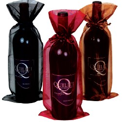 Organza Wine Bottle Bag w/ Satin Ribbon (6.5"x15")