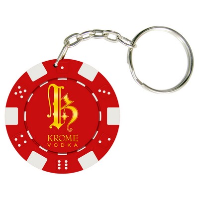 Dice Style Poker Chip Keychain (10 Colors) No Minimums (1 Side Imprint)