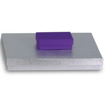 Silver Linen Foil Jewelry Box (3 1/2"x3 1/2"x1")