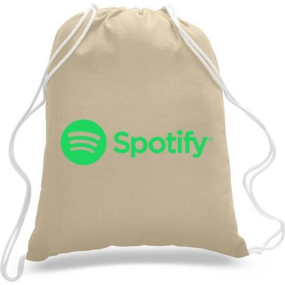 Large Natural 100% Cotton Drawstring Backpack - 1 Color (17"x20")