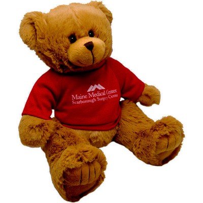 12" Tan Peter Bear Stuffed Animal w/T-Shirt & One Color Imprint