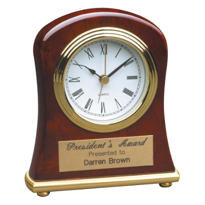 Rosewood Piano Finish Bell Shaped Desk Clock (Battery Included) - 4 1/2"x5"