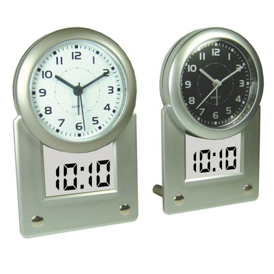 Analog & Digital Alarm Clock w/ Dual Time