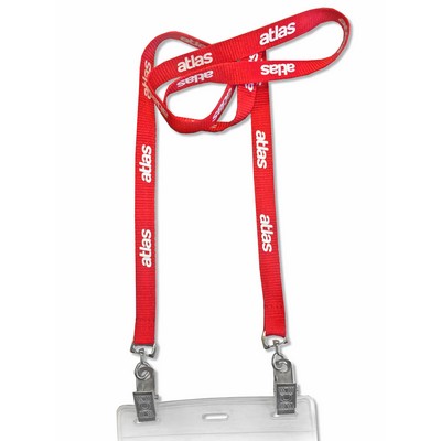 1/2" Open Double-Ended Lanyard w/ Screen Printed Logo