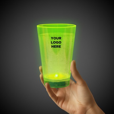 12 Oz. Pad Printed Neon Green Plastic LED Tumbler