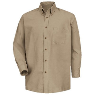 Red Kap™ Men's Long Sleeve Poplin Dress Shirt - Khaki Tan