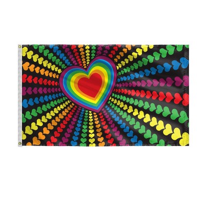 Rainbow Hearts Flag 3'X5'