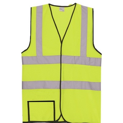 Yellow Mesh Dual Stripe Safety Vest (Small/Medium)