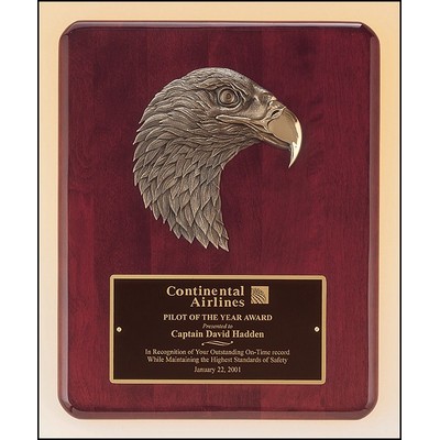 Antique Eagle Rosewood Piano Finish Plaque, 10.5" x 13"