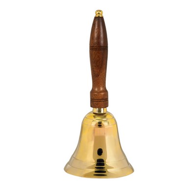 10" Brass School Bell with Wood Handle