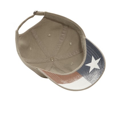 6-Panel Unstructured Garment Washed Cap With Vintage Texas Flag Undervisor