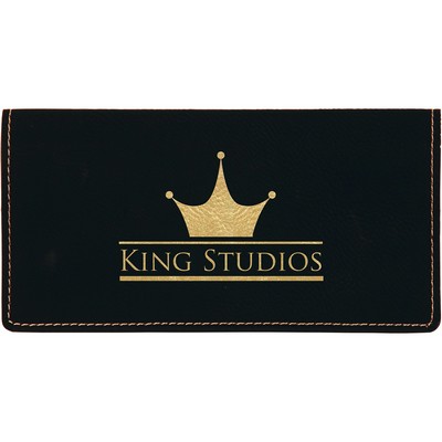 Black/Gold Leatherette Checkbook Cover (6.75" x 3.5")