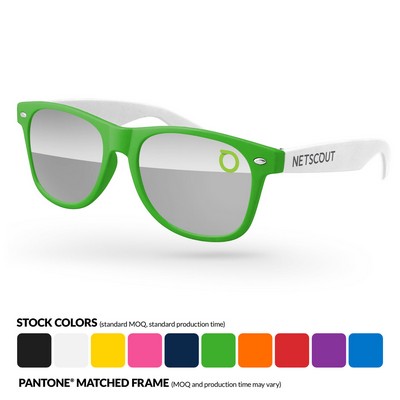 2-Tone Retro Mirror Sunglasses W/ 1 Color Lens & Temple Imprint