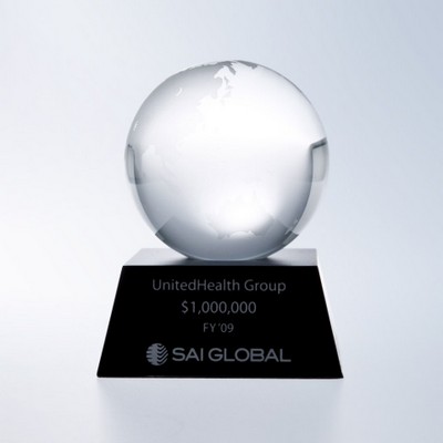 Clear Ocean Globe w/ Black Aluminum Base