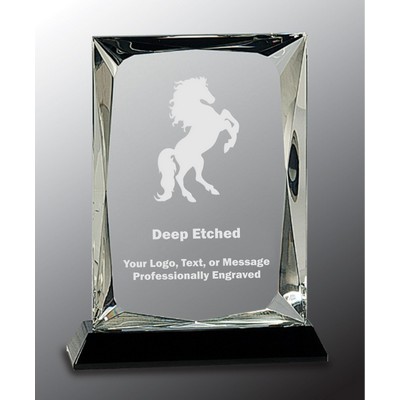 7" Clear Crystal Rectangle Award on Black Base